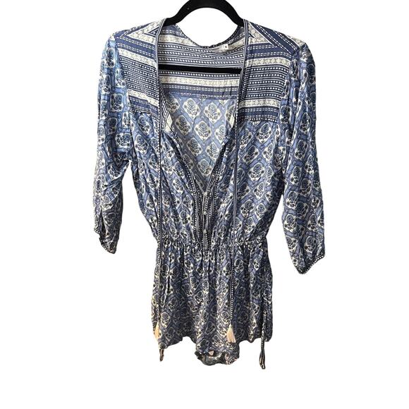 Faithfull The Brand Women's Blue Woodstock Playsuit Size Medium - Picture 4 of 13